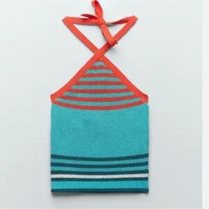 Zara Striped Knit Halter Top